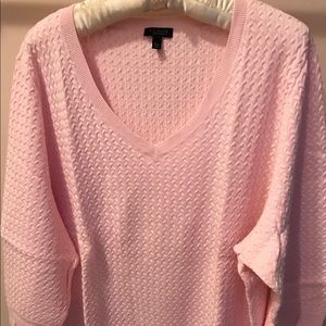 Talbots V-Neck Basket-Weave Cable Sweater